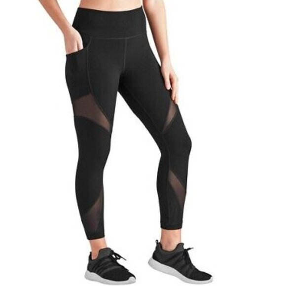 NWT Members Mark Black Compression Ankle Leggings with Mesh Cutouts - Size XL - Picture 1 of 4